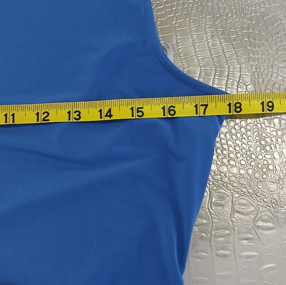 Calvin Kline sz S Dazzing Blu Sleeveless Mockneck Top with Gathered Seam - Picture 6 of 13